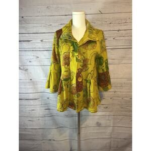 Damee Inc. Floral Knit Button Jacket Coat Cottagecore Artsy Boho Korea Medium
